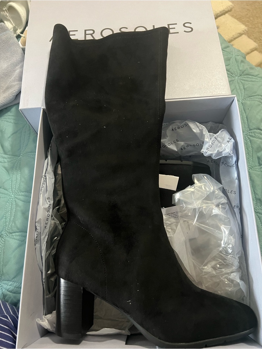 NIB AEROSOLES Black Micah suede knee-high boots MSRP $149